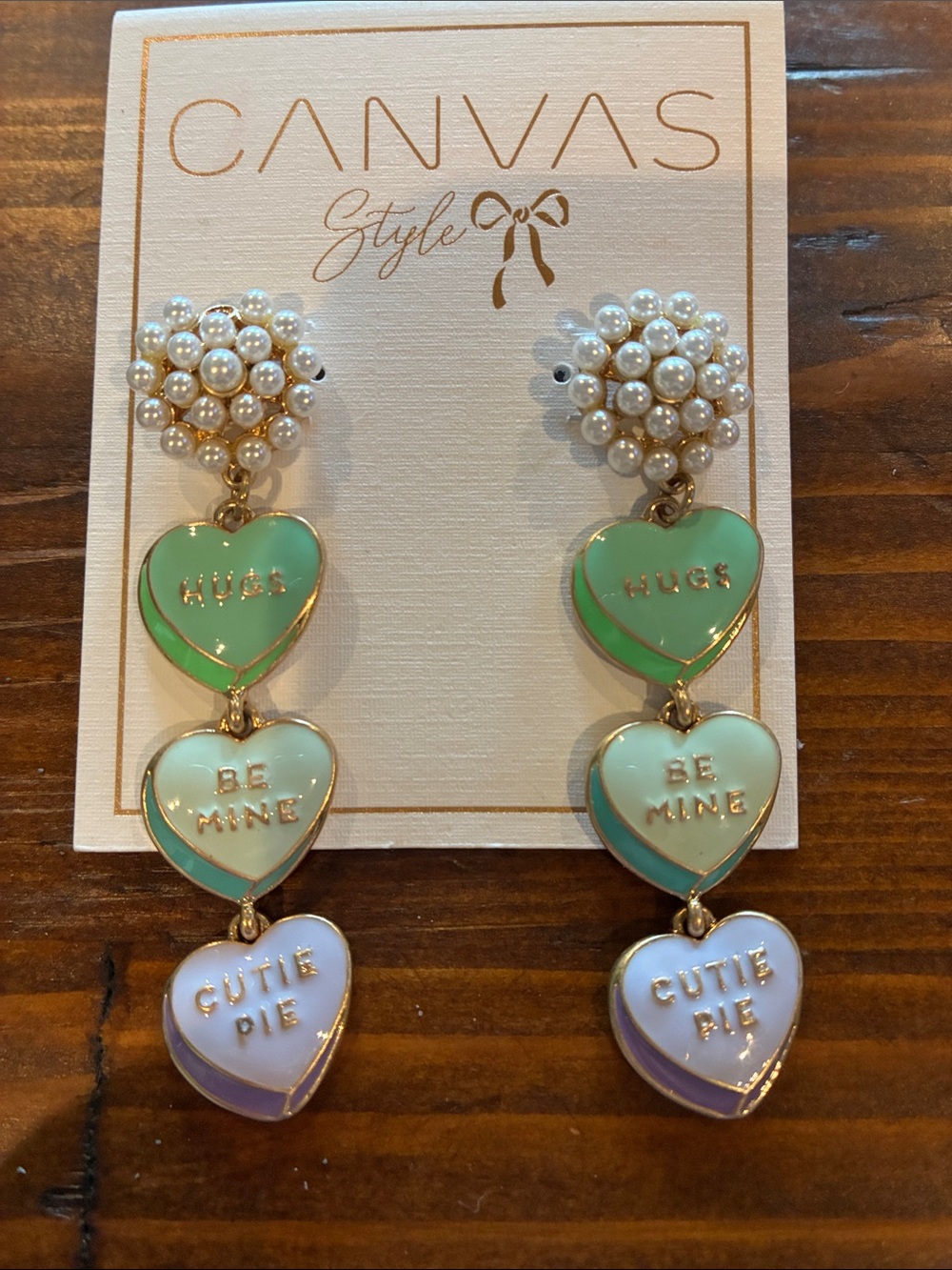 Pastel Heart Drop Earrings — Mint, Seafoam & Lavender
